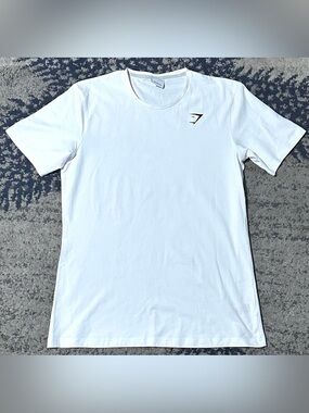 Gymshark White Short Sleeve Activewear Athletic Shirt Men's Large Short-Sleeve